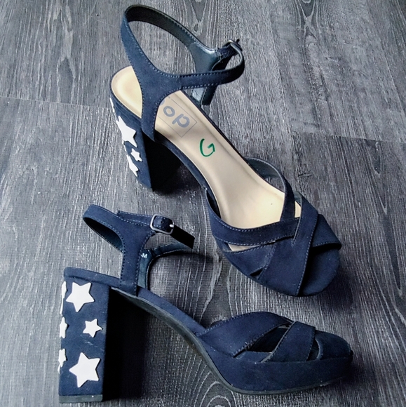 Shoes Pop Garcelle Heels In Navy Blue And White Stars Poshmark